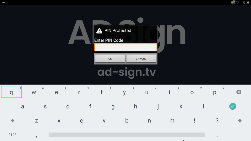 Application screenshot showing a text input and an on-screen keyboard